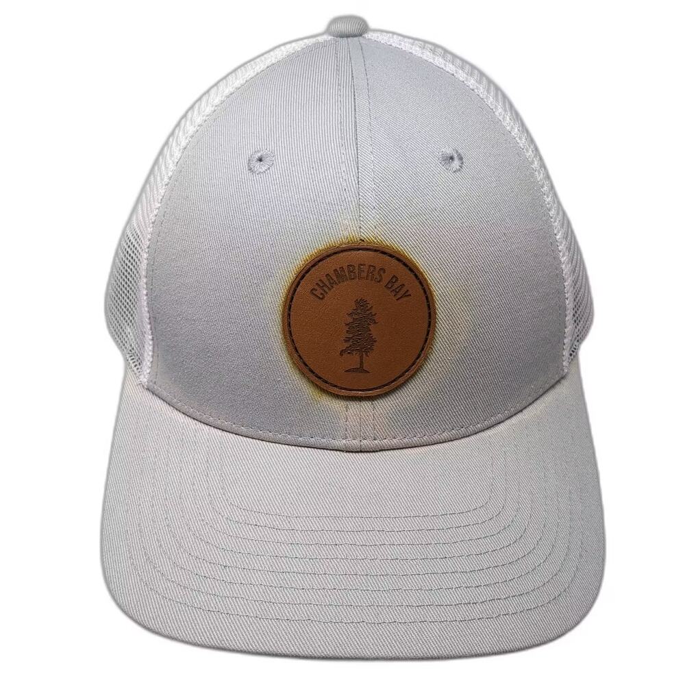 Swannies Chambers Bay Trucker Hat Gray White Leather Patch OS Snapback Mesh